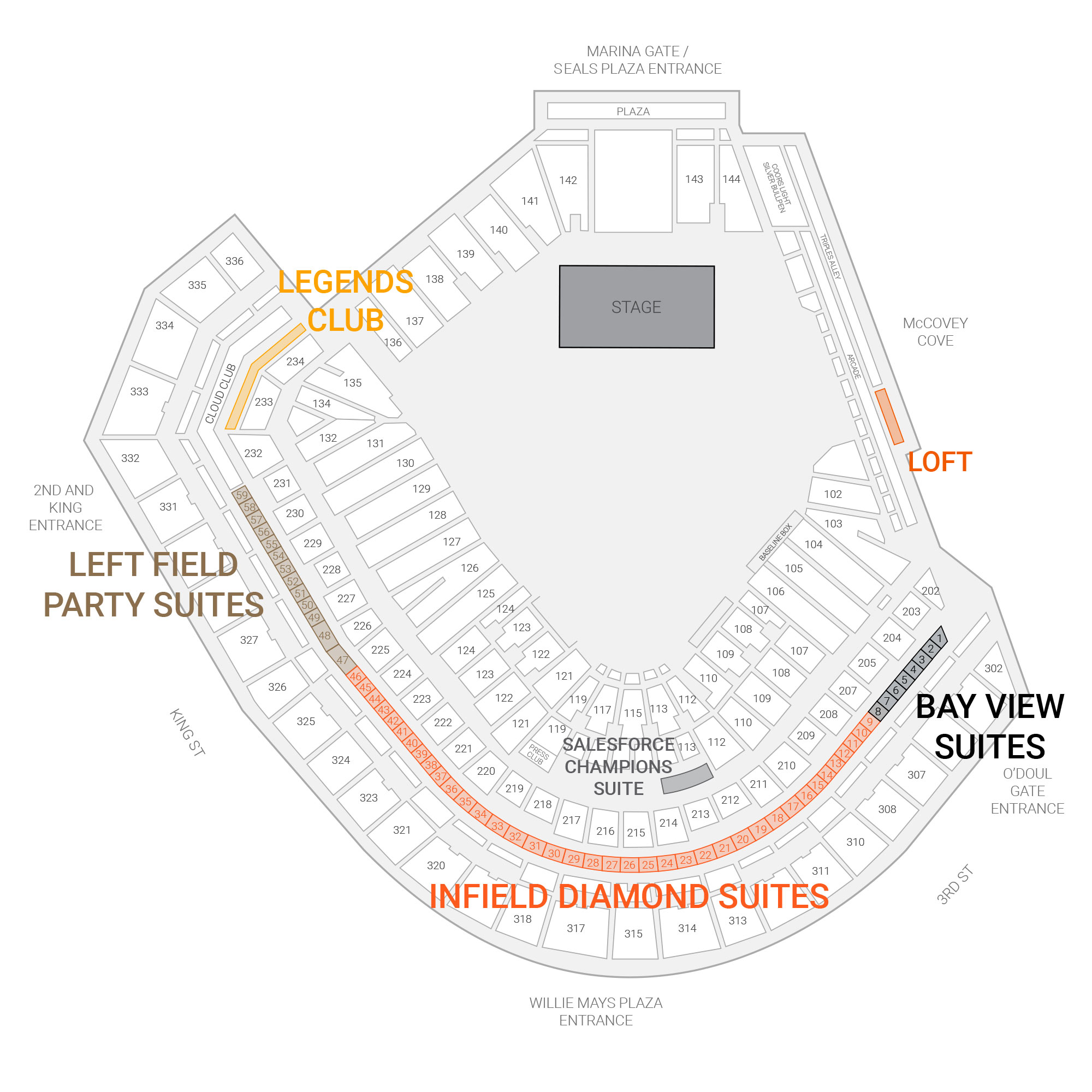 Oracle Park /  Suite Map and Seating Chart